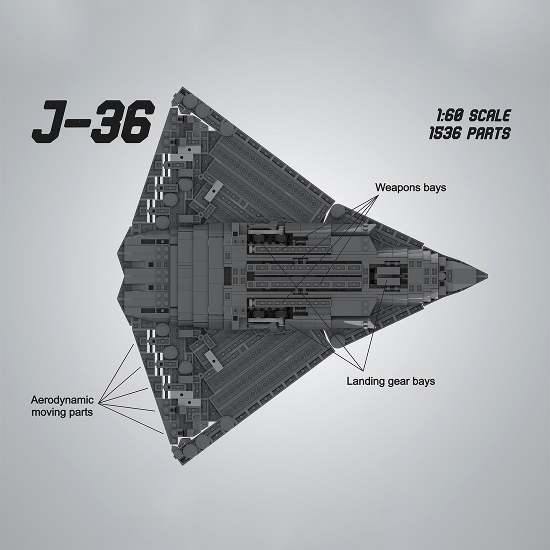 Triple Engine J - 36 Fighter Aircraft Klemmbausteine - LesDiy - Klemmbausteine