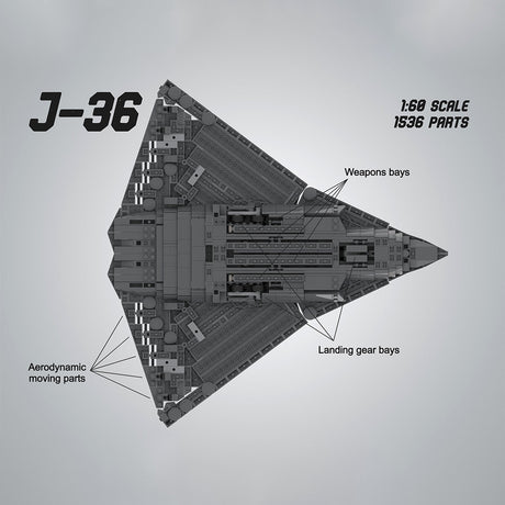 Triple Engine J - 36 Fighter Aircraft Klemmbausteine - LesDiy - Klemmbausteine