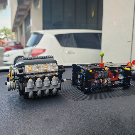 V8 - Motor mit Gearbox Tech Engine Klemmbausteine - LesDiy - Klemmbausteine