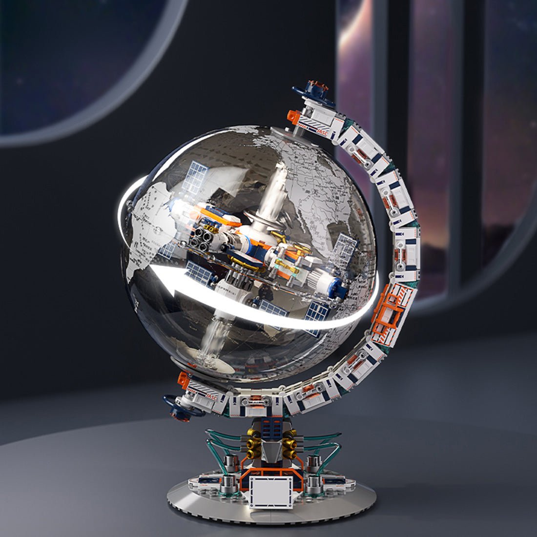 Weltraumstation - Globus mit Lichtern Klemmbausteine - LesDiy - Klemmbausteine