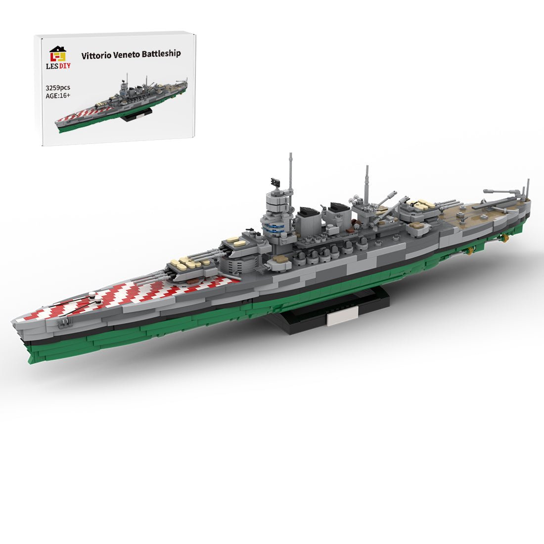 WW2 Schlachtschiff Italien „Vittorio Veneto“ Klemmbausteine Maßstab 1:300 - LesDiy - Klemmbausteine