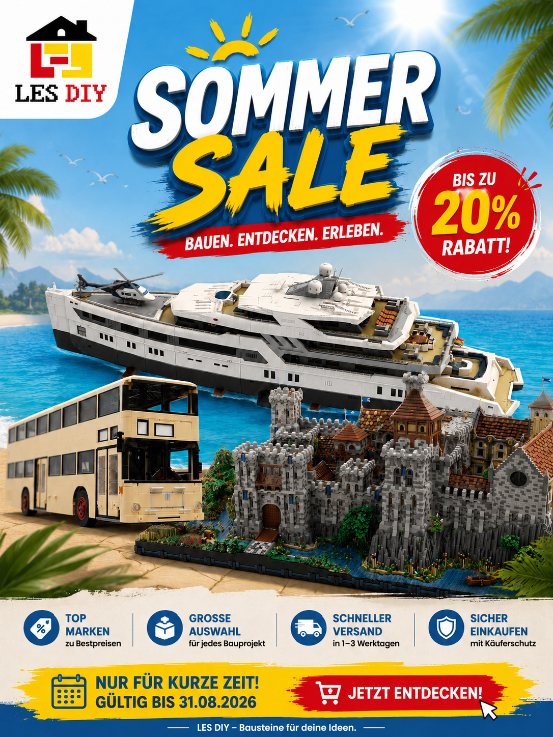 Sommer-Sale: 20 % Rabatt auf dein nächstes Bauprojekt