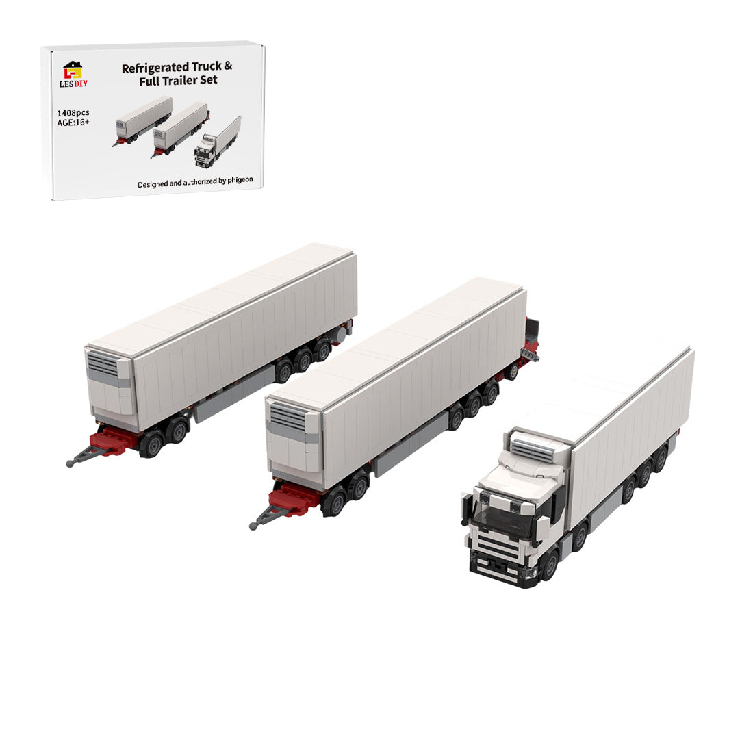 MOC-193350 LKW mit starrem Fahrgestell und Kühlauflieger (längere Ausführung) Klemmbausteine