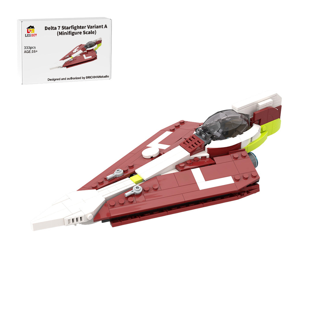MOC-208967 Obi-Wans Delta-7 Jedi-Sternjäger (Minifiguren-Maßstab) Klemmbausteine