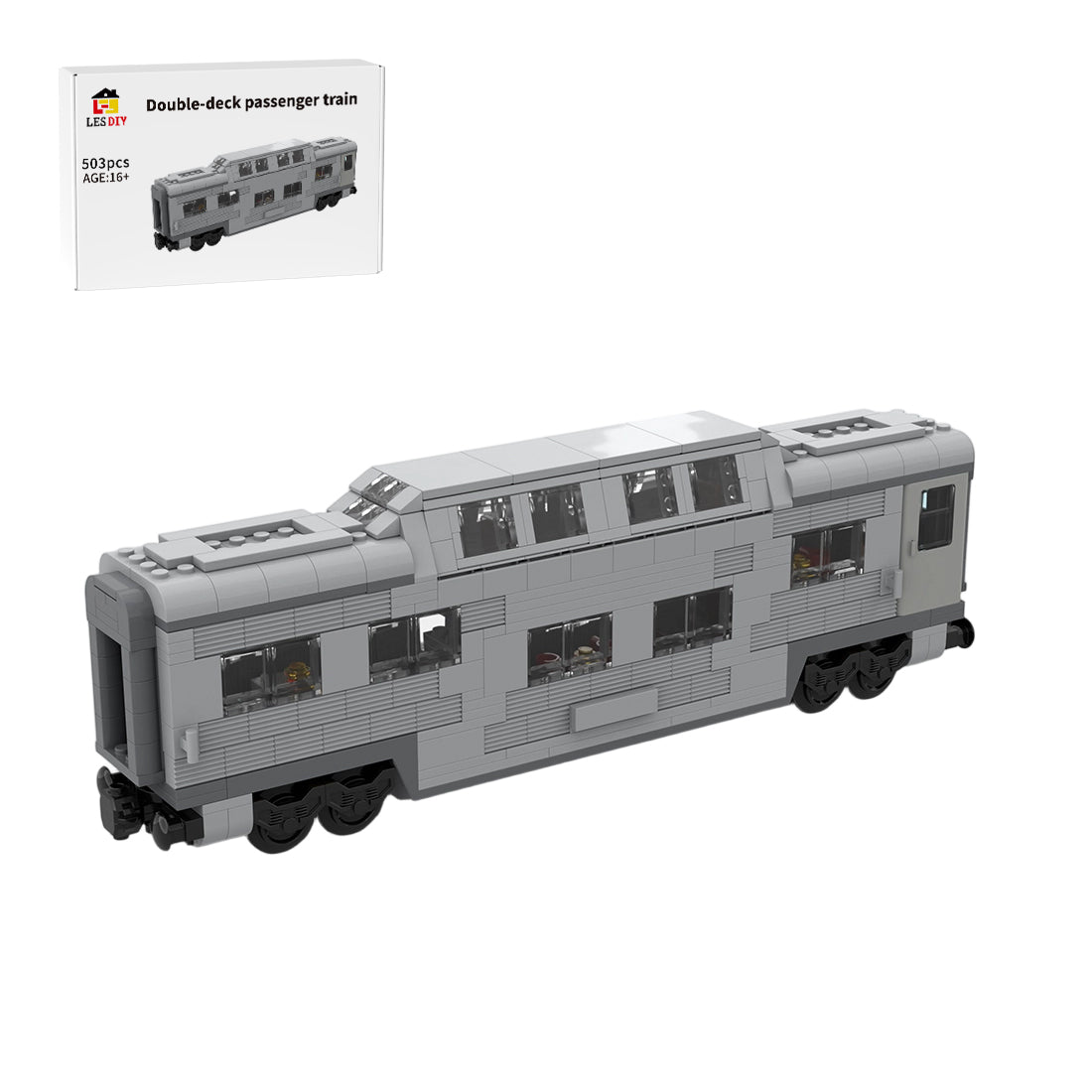 MOC-212051 Santa fe double decker canopy passanger train car Klemmbausteine
