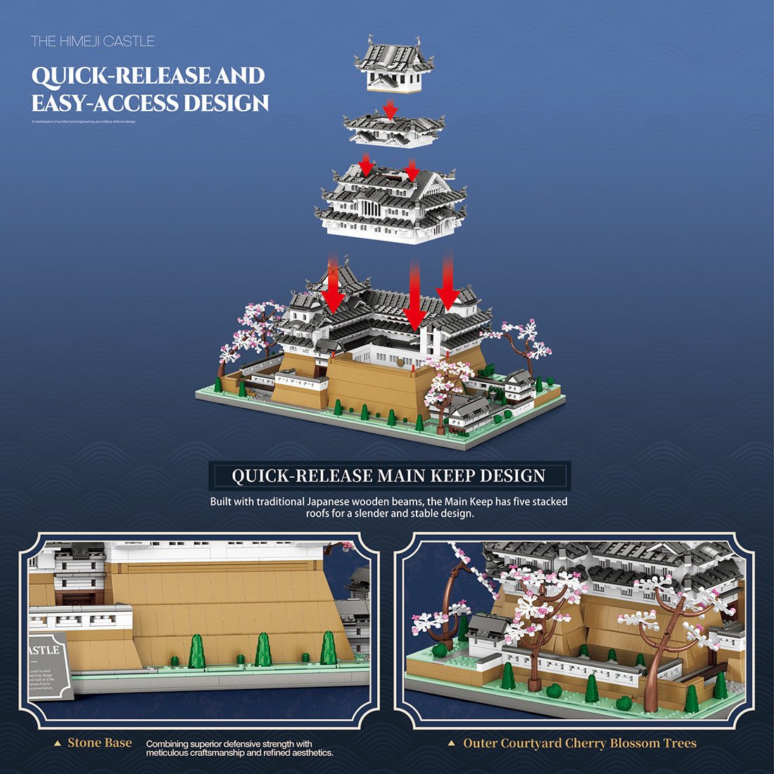 1/127 Scale Japanese White Castle Landmark Klemmbausteine - LesDiy - Klemmbausteine