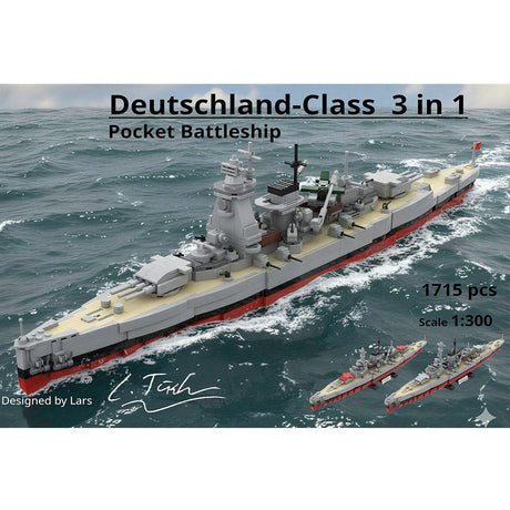 1/300 Scale German 3 in 1 Military Armored Warship Klemmbausteine - LesDiy - Klemmbausteine