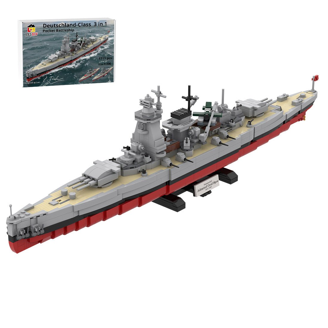 1/300 Scale German 3 in 1 Military Armored Warship Klemmbausteine - LesDiy - Klemmbausteine