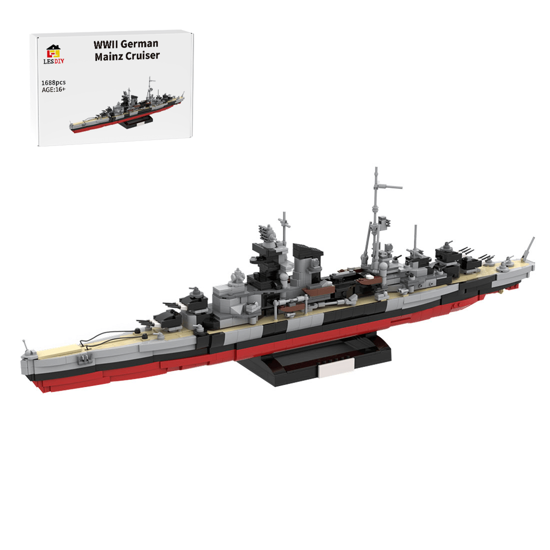 1/300 Scale WWII German Mainz Cruiser Klemmbausteine - LesDiy - Klemmbausteine