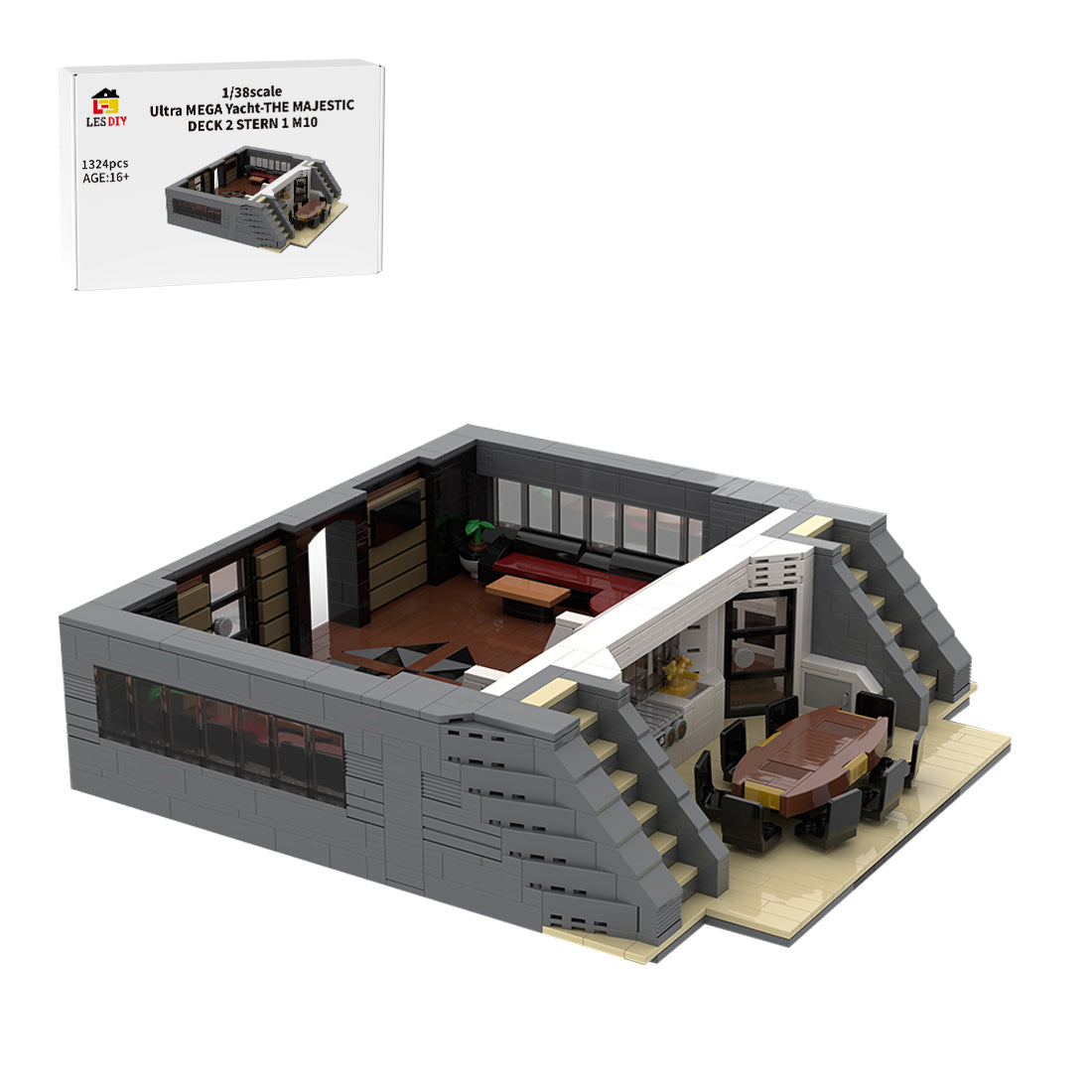MOC-230069 1/38 Scale Ultra MEGA Yacht-Part 3 Module 10 Deck 2 Stern 1 Klemmbausteine