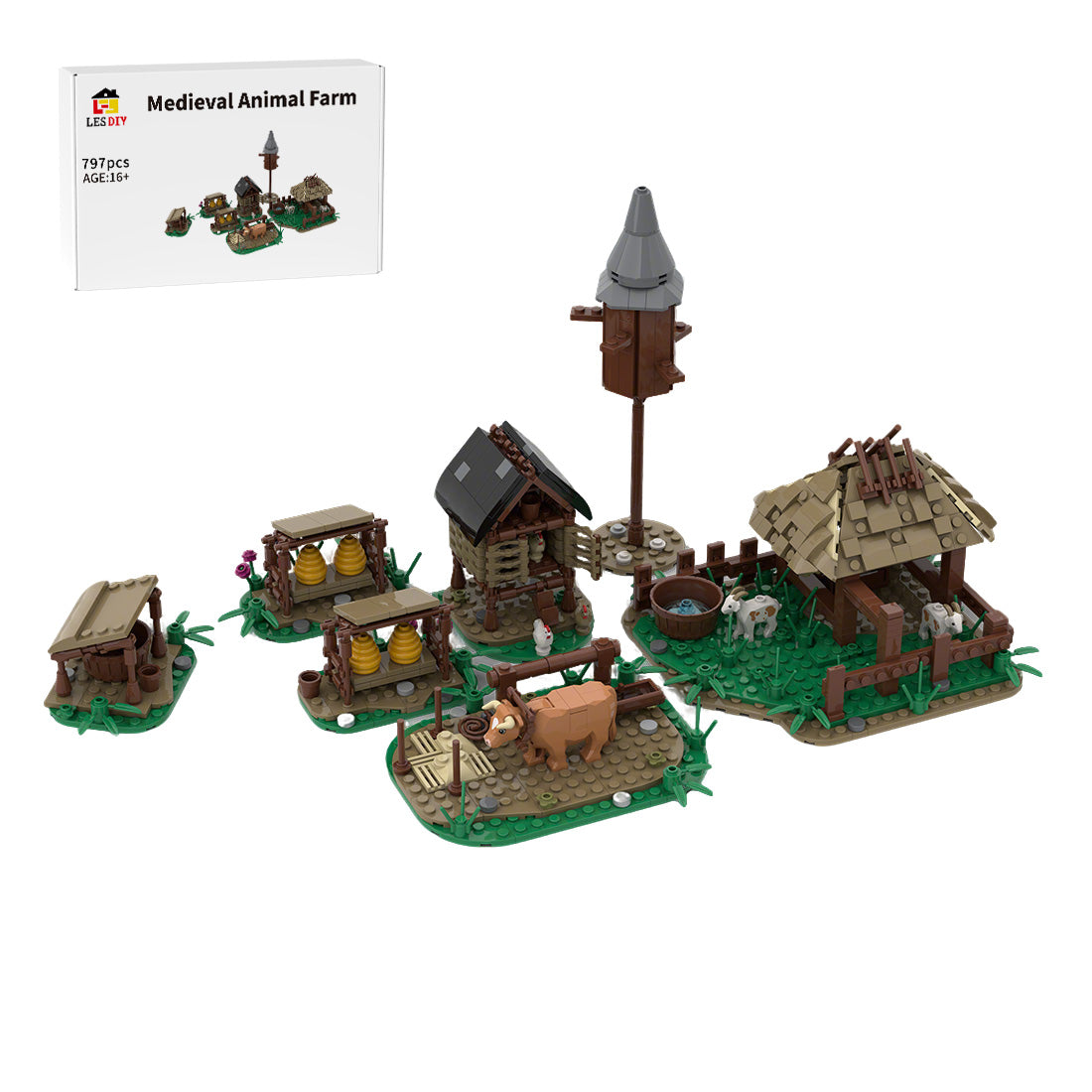 Medieval DIY Animals Ranch Klemmbausteine