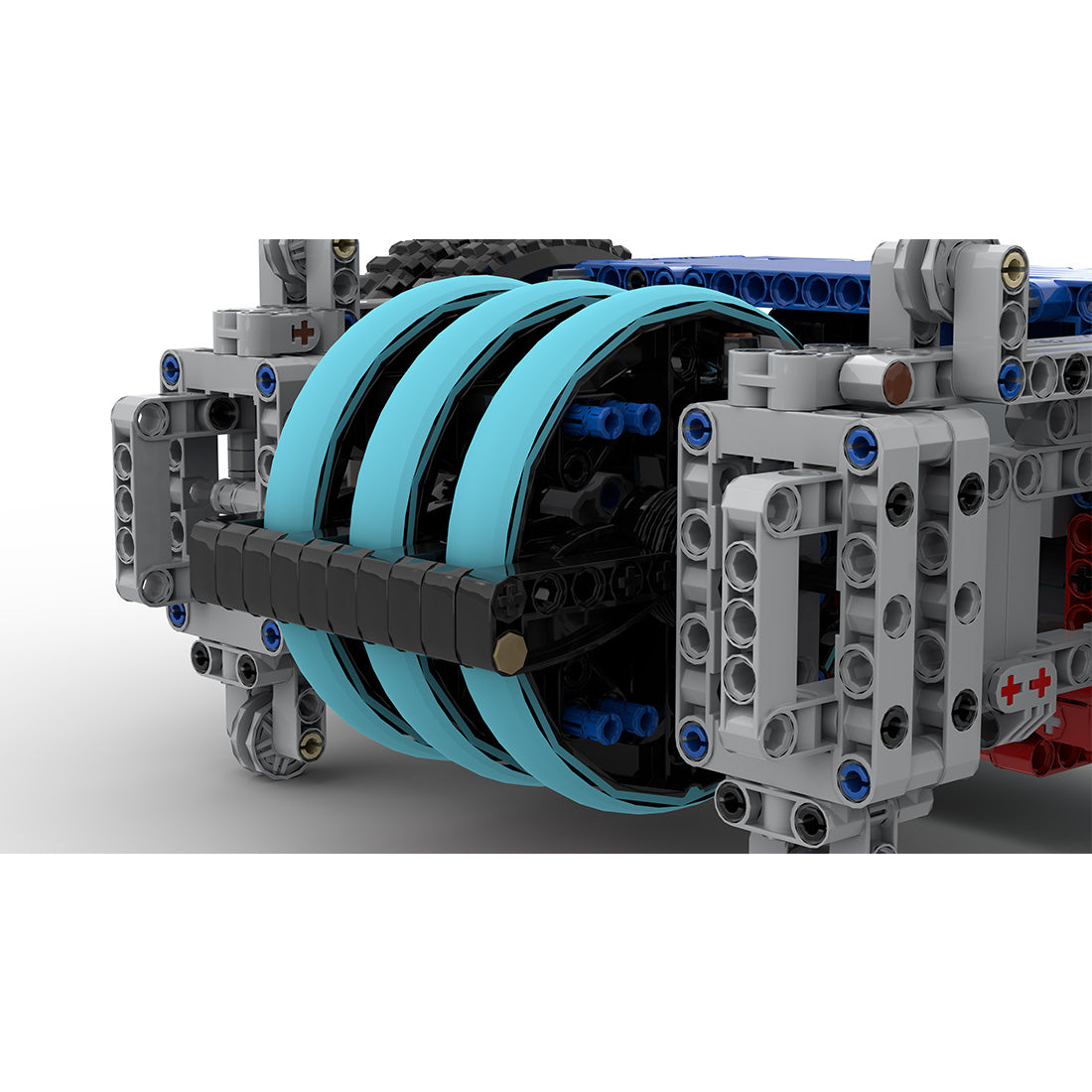 MOC 4WD Mechanical Battle Bot with Gear Drive and Triple Armor Rings Klemmbausteine