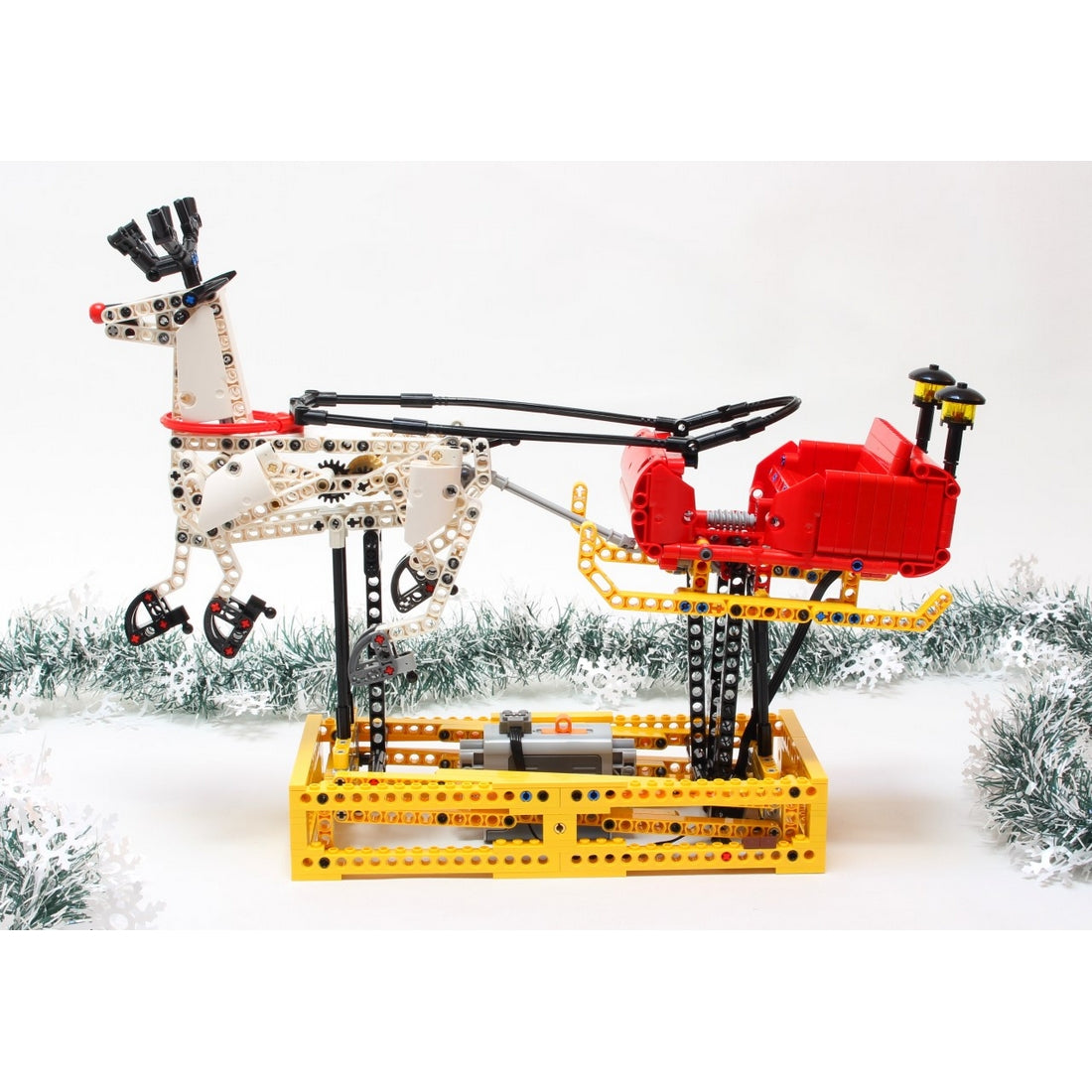 MOC-4121 Weihnachtlicher Weihnachtsmannschlitten Klemmbausteine