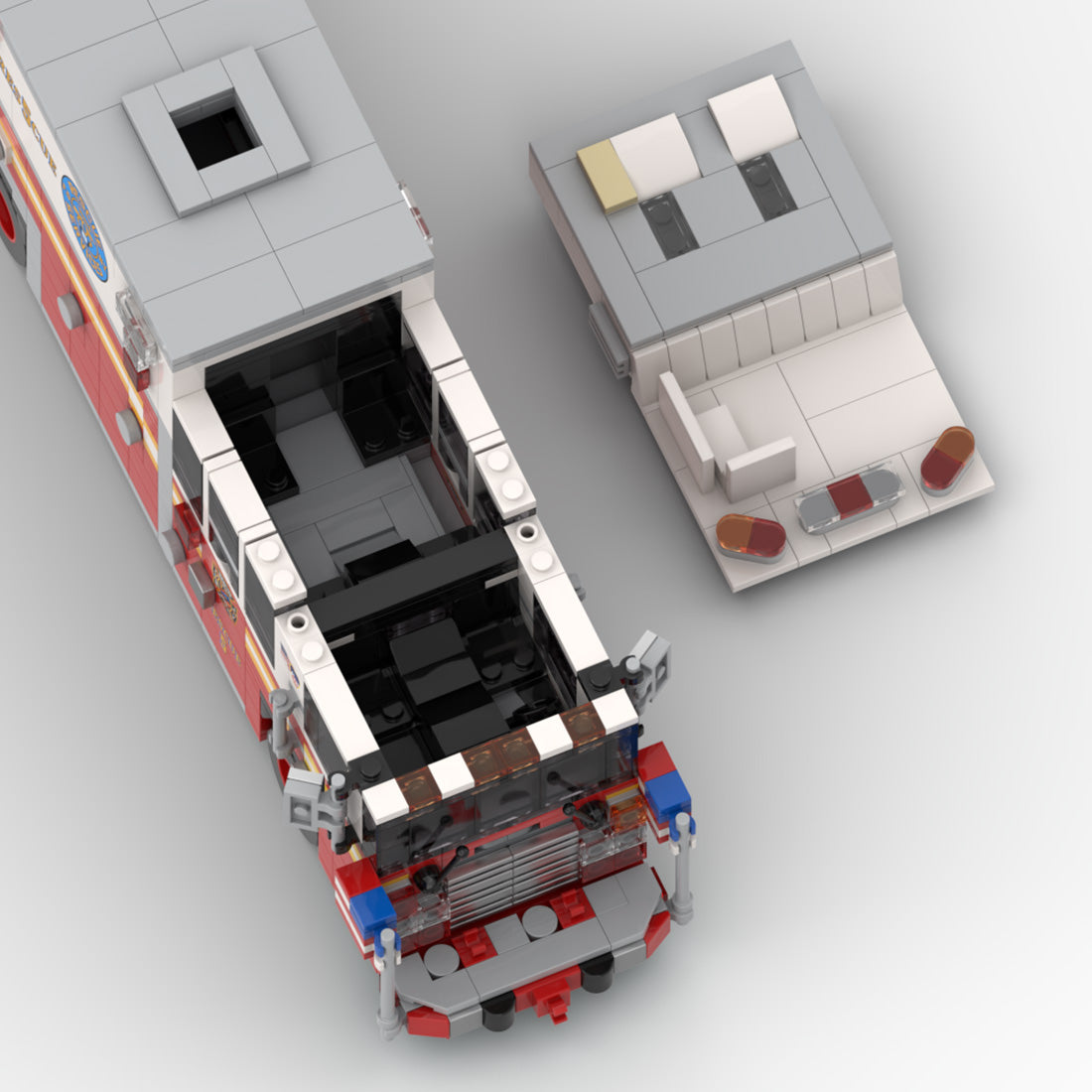 MOC-277134 1996 HME 1871 – Saulsbury (ehemals Rescue 5, FDNY) Klemmbausteine
