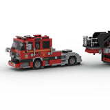 MOC-254378 2018 Pierce Arrow XT Tiller-Feuerwehrfahrzeug der Feuerwehr Southern Marin Klemmbausteine