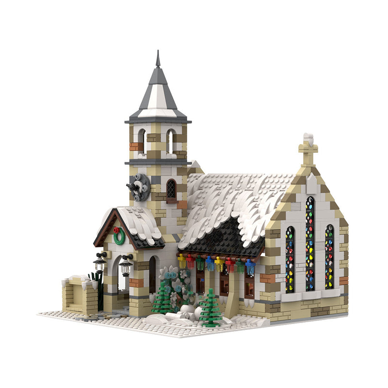MOC-147549 Winter Country Church für die Geburtskirche-Klemmbausteine-LesDiy-LesDiy