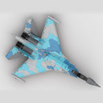 MOC-156330 Su-35 Militärkampfflugzeug-Klemmbausteine-LesDiy-Blau-LesDiy