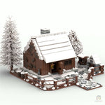 MOC Bergwald Winter Holzhaus mit Kamin-Klemmbausteine-LesDiy-LesDiy