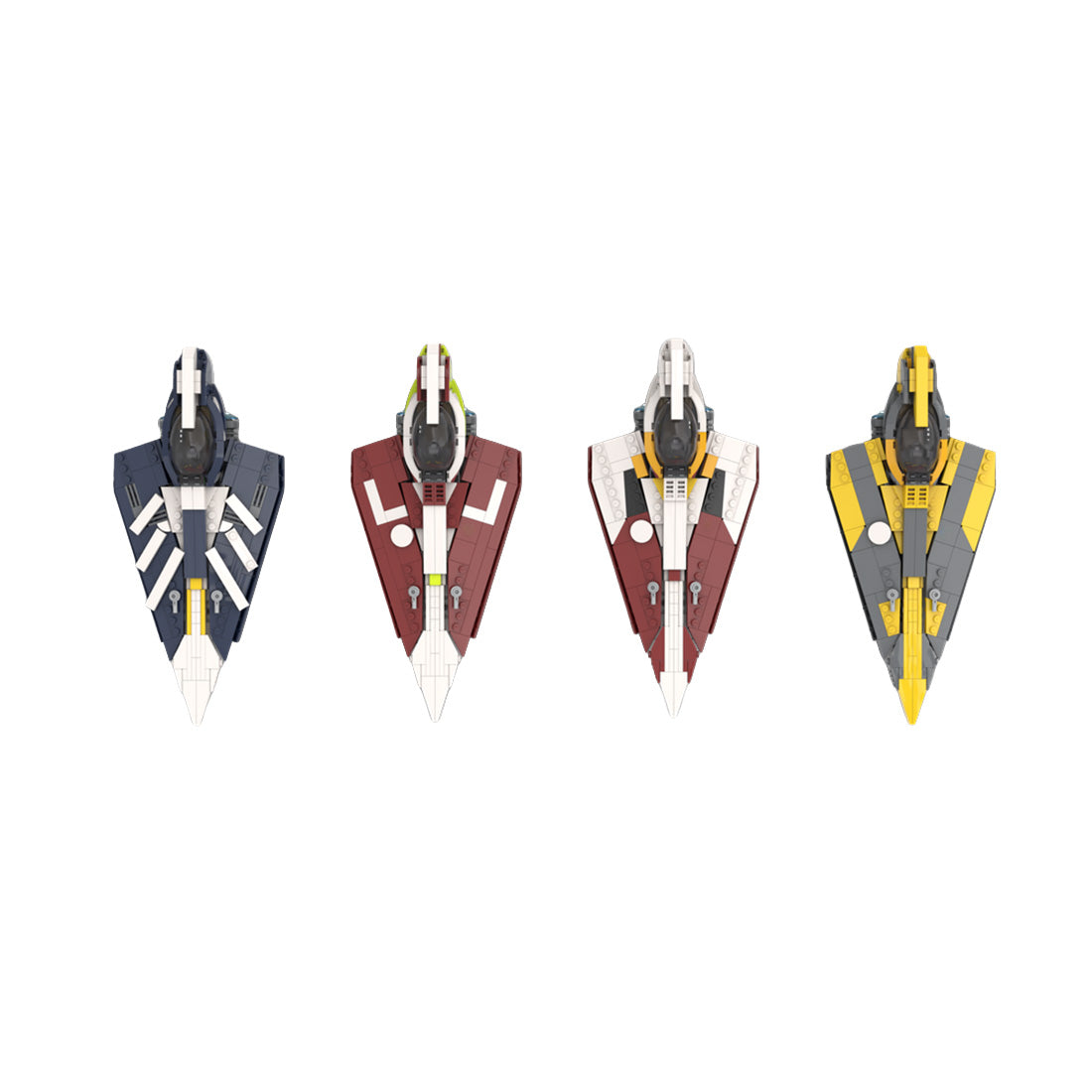 MOC-216355 Star Wars Jedi Delta-7-Sternenjäger in 4 Farben (Plo Koon, Ahsoka, Obi-Wan, Anakin) – Bündel Klemmbausteine