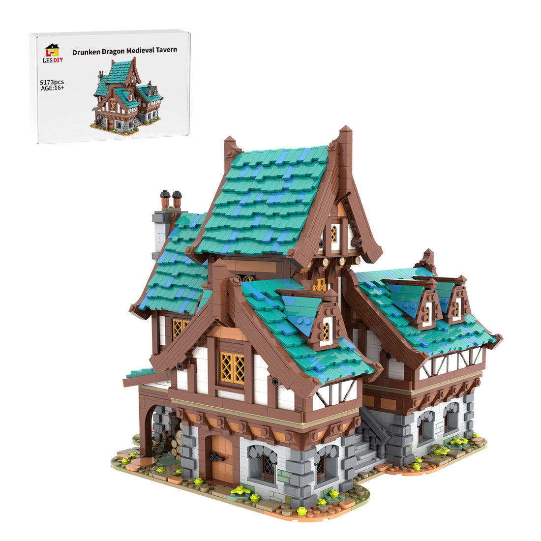 MOC-235629 Drunken Dragon Medieval Tavern Klemmbausteine