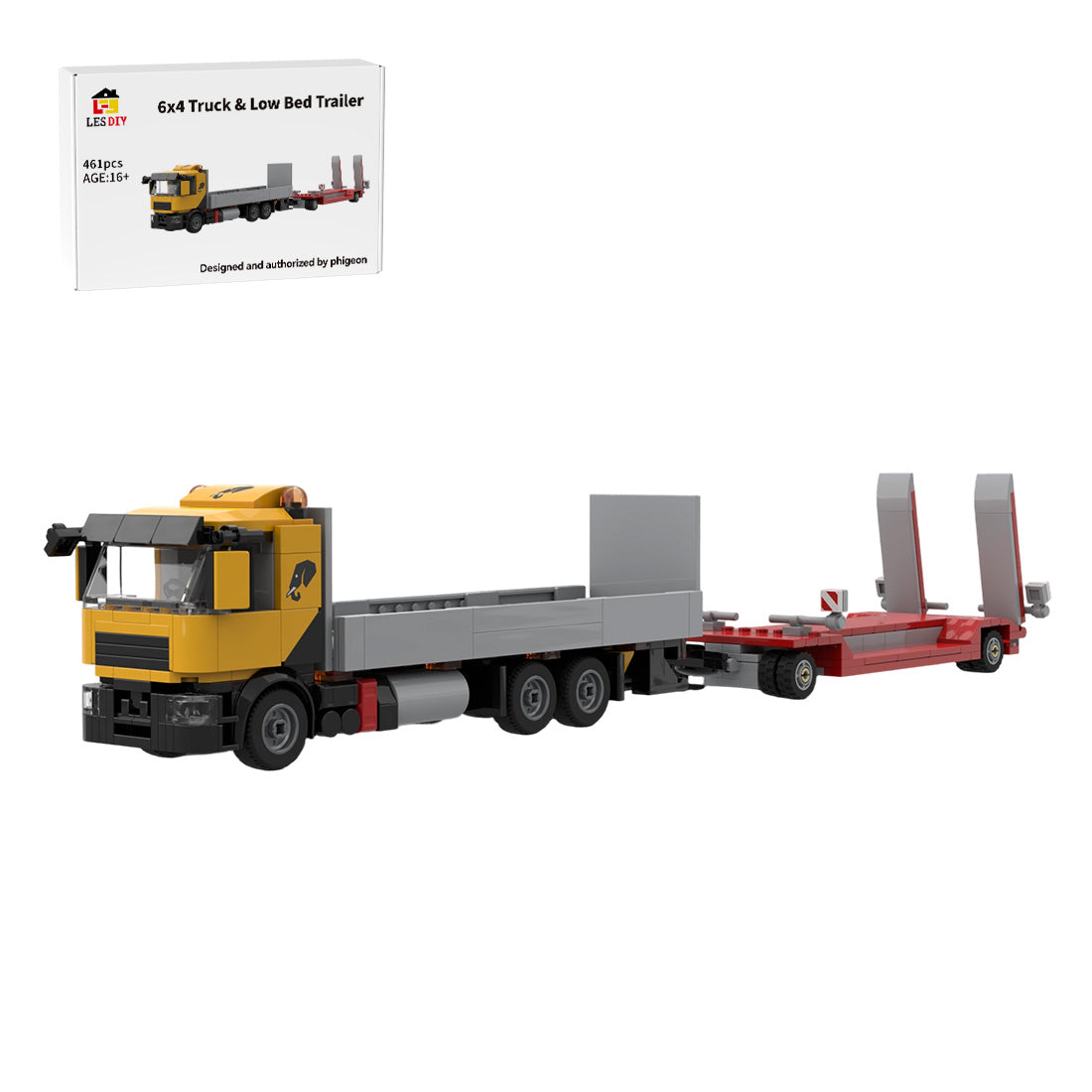 MOC-264405 6x4-Lkw-Tieflader Klemmbausteine