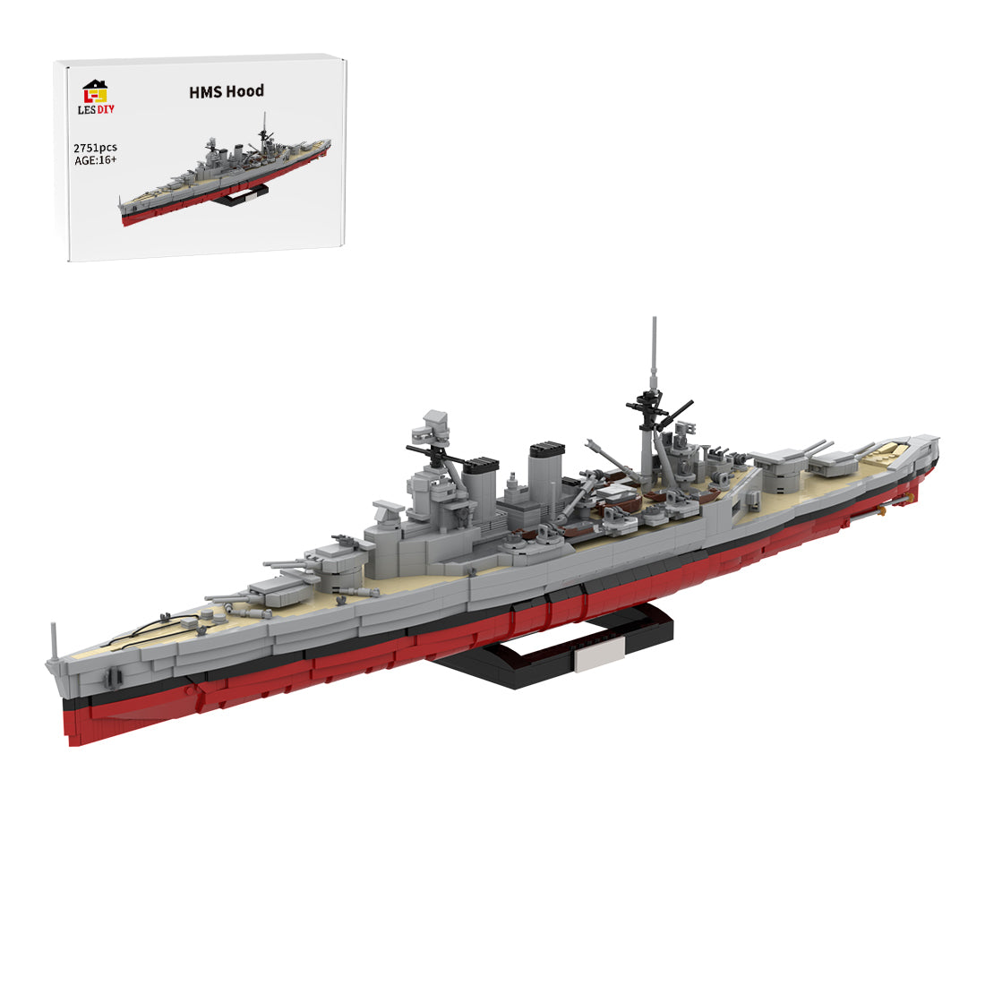 1/300 Scale HMS Hood Battlecruiser Klemmbausteine