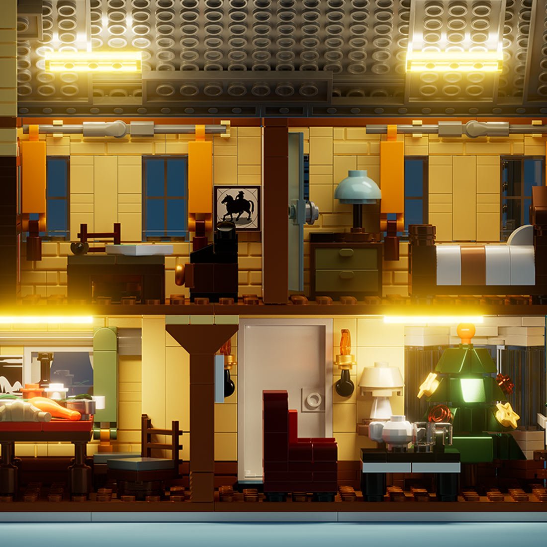 Christmas Holiday Home – Snowy Winter House with Lights, Buses & Sleds Klemmbausteine - LesDiy - Klemmbausteine