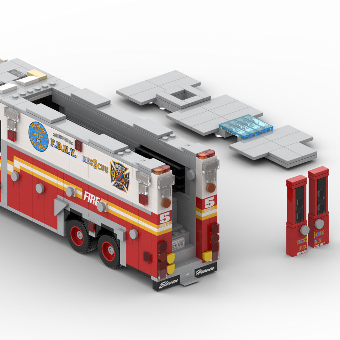 MOC-277134 1996 HME 1871 – Saulsbury (ehemals Rescue 5, FDNY) Klemmbausteine