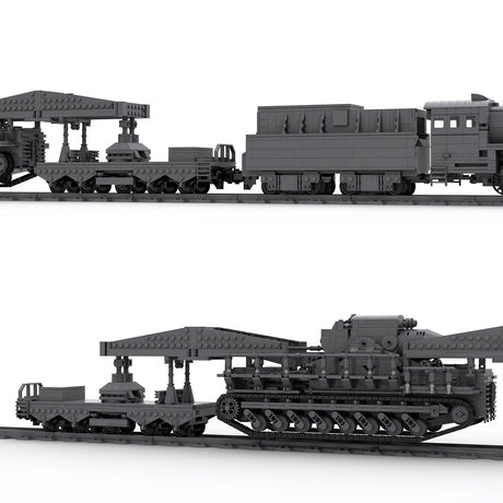 German Carl Self - propelled Mortar Railroad - carrying Klemmbausteine - LesDiy - Klemmbausteine