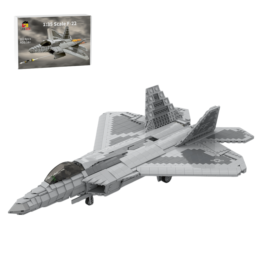 MOC - 105520 1:35 Scale F - 22 Raptor Klemmbausteine - LesDiy - Klemmbausteine