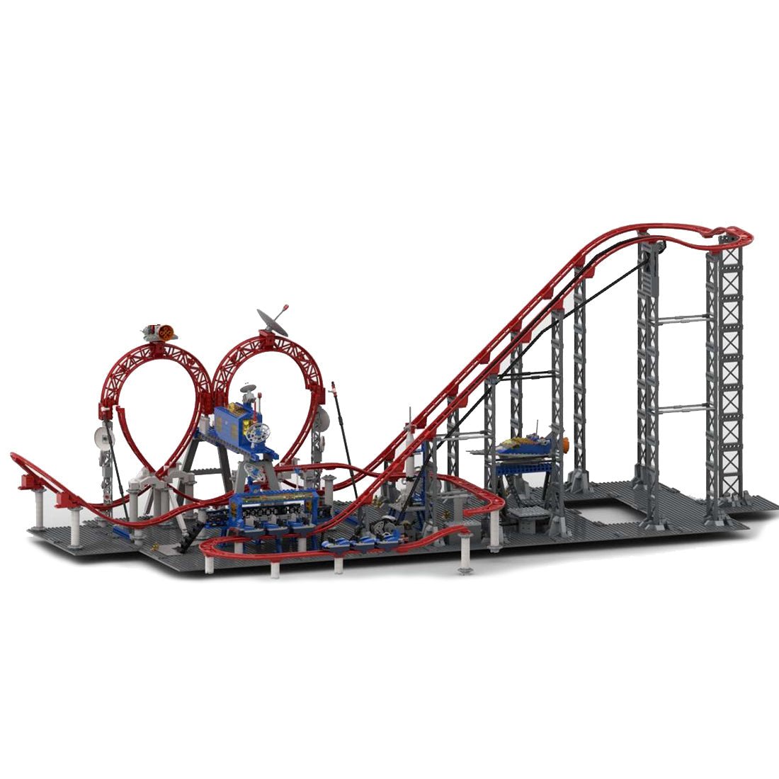 MOC-107973 Roller Coaster with Double Loop Building Blocks - LesDiy