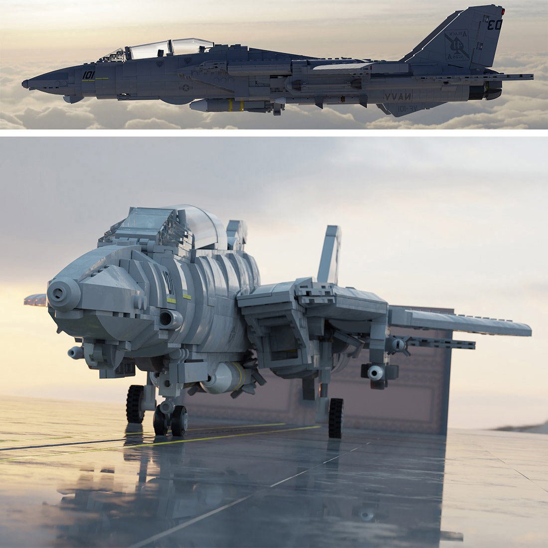 MOC-121573 F14 Tomcat aircraft model building blocks - LesDiy