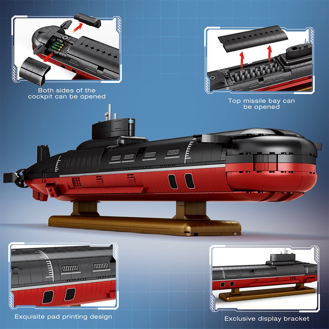 MOC - 193085 1/250 Scale Typhoon Class Submarine Klemmbausteine - LesDiy - Klemmbausteine