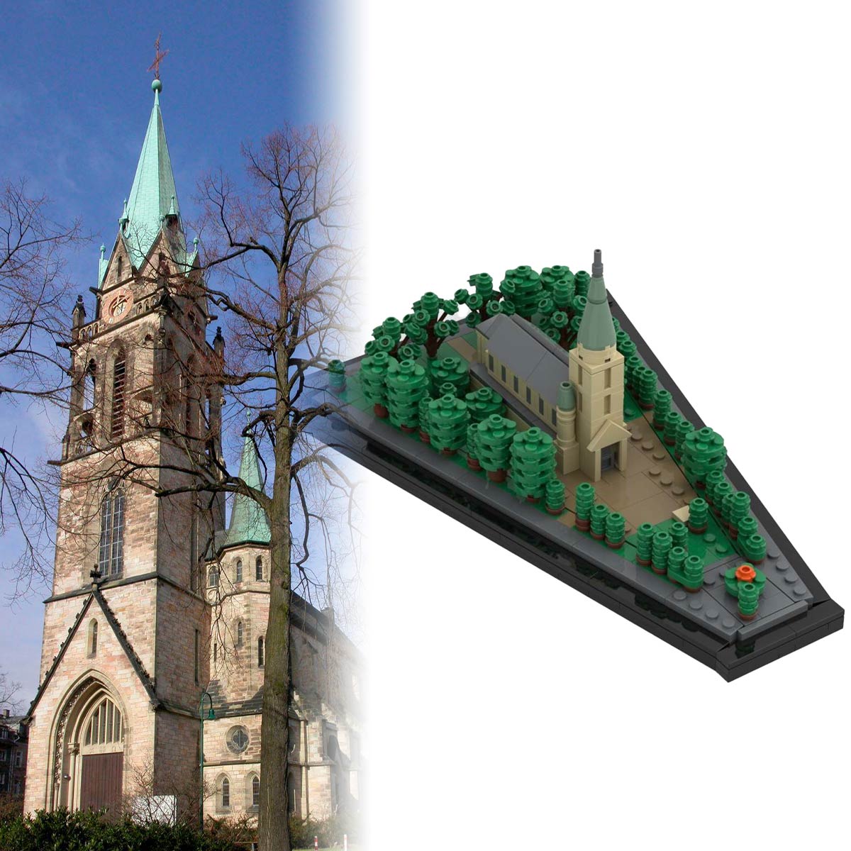 MOC - 199227 1/560 Scale Johanneskirche, Darmstadt, Germany Klemmbausteine - LesDiy - Klemmbausteine