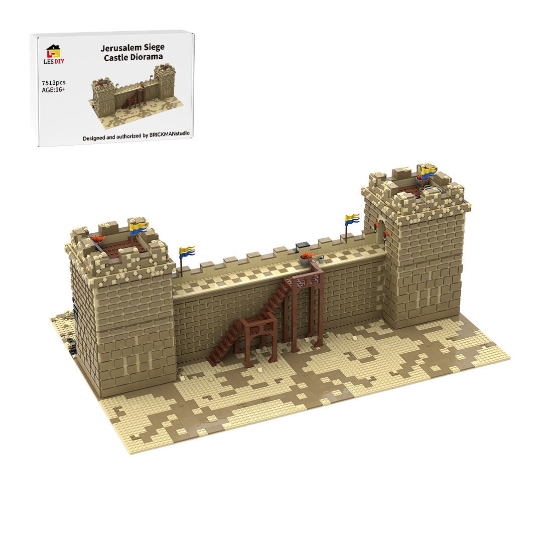 MOC-216352 Mittelalterliche Burg aus – Jerusalem Belagerung MOC, inspiriert von „Königreich der Himmel“Klemmbausteine-LesDiy-Klemmbausteine