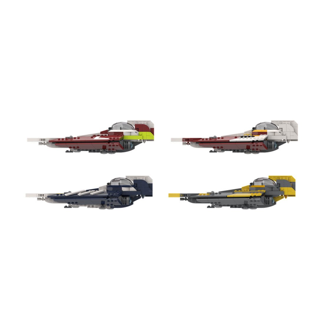 MOC-216355 Star Wars Jedi Delta-7-Sternenjäger in 4 Farben (Plo Koon, Ahsoka, Obi-Wan, Anakin) – Bündel Klemmbausteine-LesDiy-Klemmbausteine