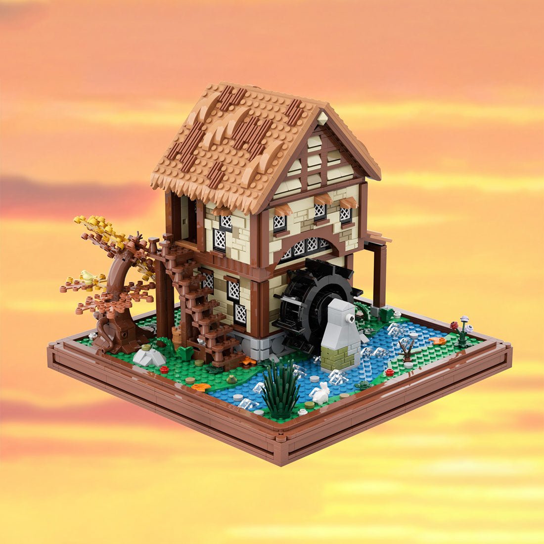 MOC - 219518 Water Mill - Medieval Village Diorama Klemmbausteine - LesDiy - Klemmbausteine