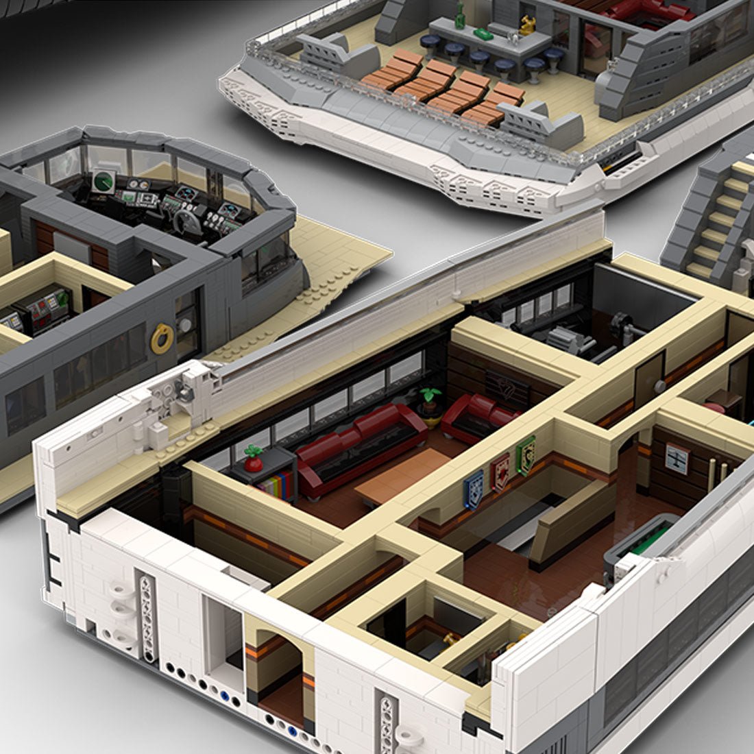 MOC - 230069 1/38 Scale Ultra MEGA Yacht Klemmbausteine - LesDiy - Klemmbausteine