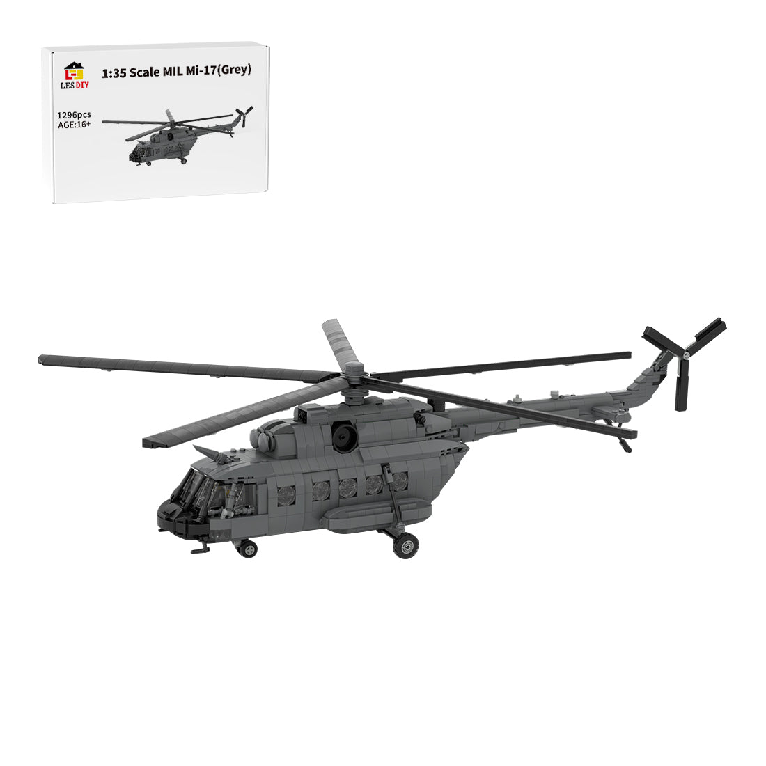 MOC - 239414 MIL Mi - 17 - 1:35 Scale Klemmbausteine(Gray) - LesDiy - Klemmbausteine