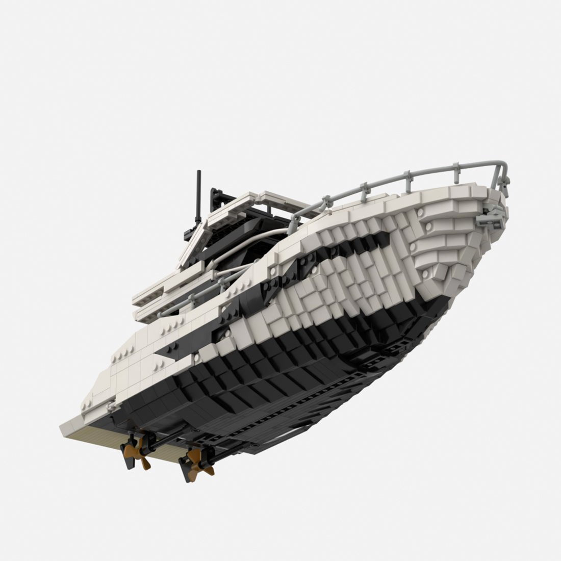 MOC-256391 Luxury Flybridge Yacht Klemmbausteine-LesDiy-Klemmbausteine
