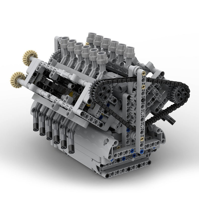 MOC-40128 V12-Motor mit Getriebe Klemmbausteine | LesDiy