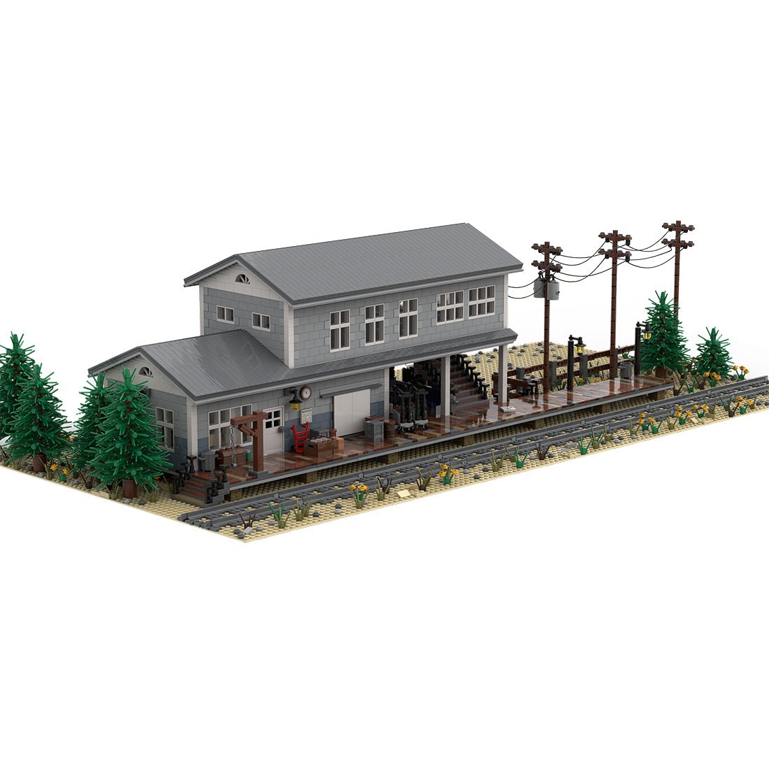 MOC - 72906 Large Train Station Klemmbausteine - LesDiy - Klemmbausteine