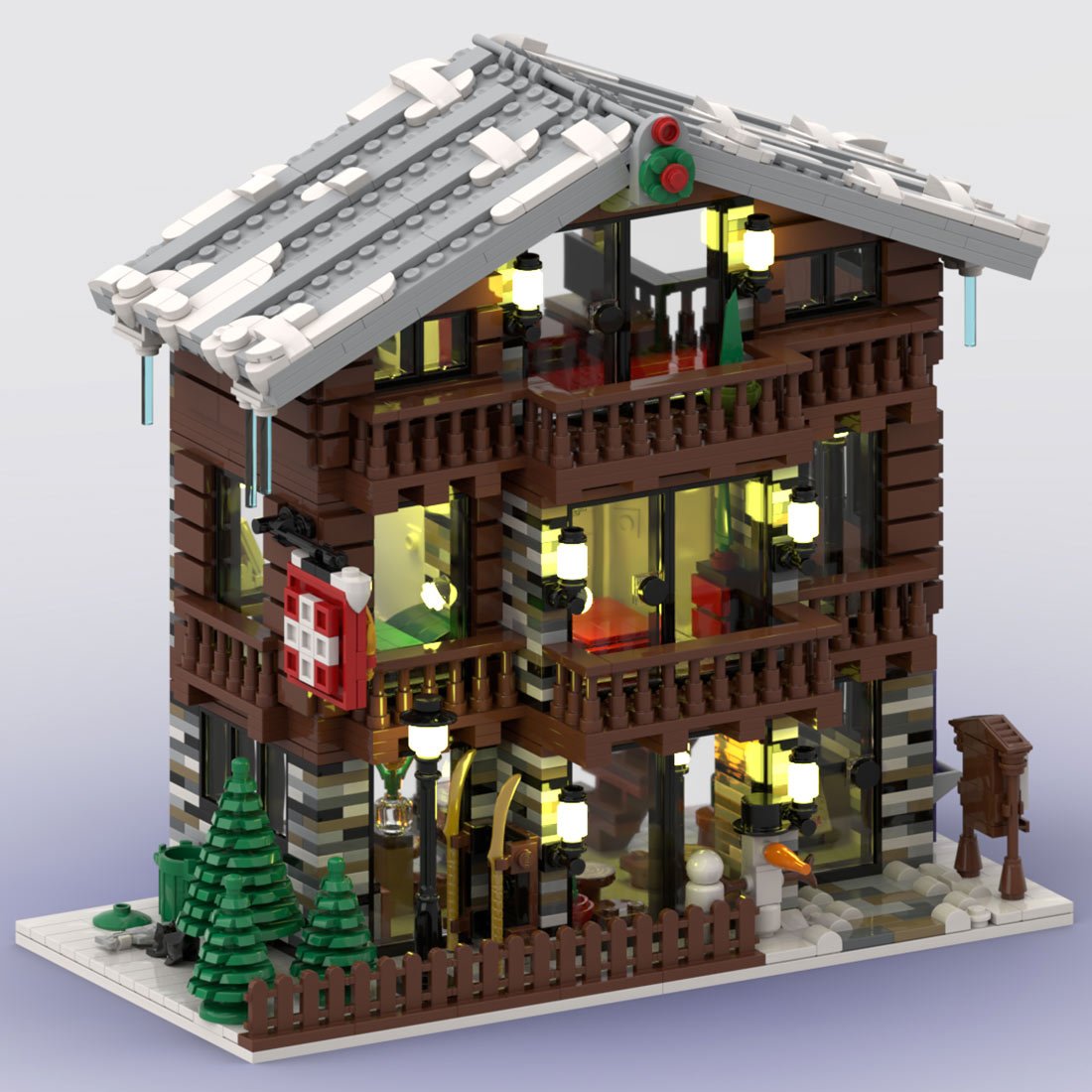 MOC - 91029 Winter Village Schweizer Restaurant und Hotel - LesDiy - Klemmbausteine