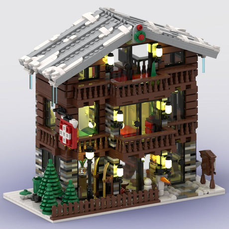 MOC - 91029 Winter Village Schweizer Restaurant und Hotel - LesDiy - Klemmbausteine