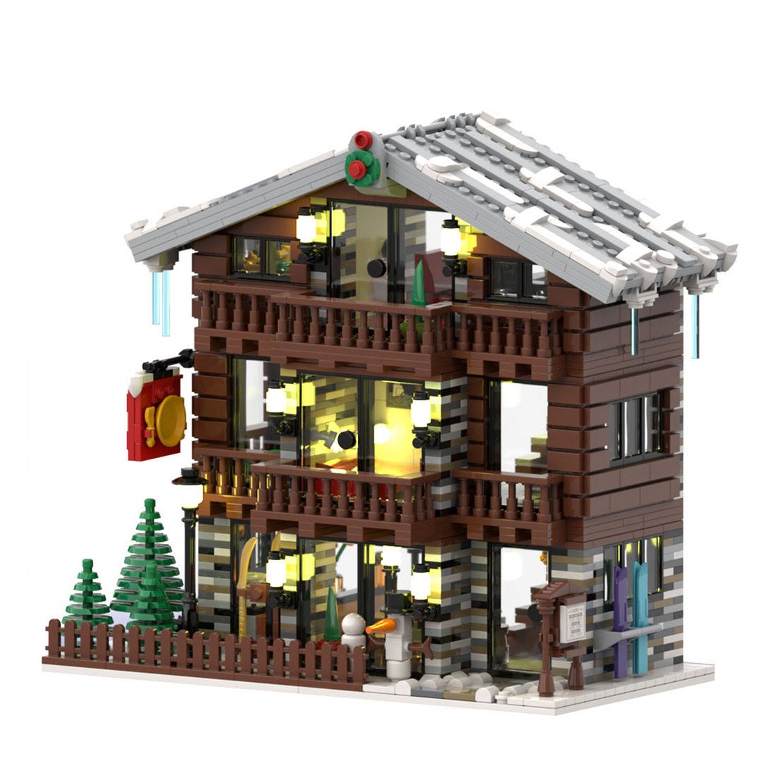 MOC - 91029 Winter Village Schweizer Restaurant und Hotel - LesDiy - Klemmbausteine