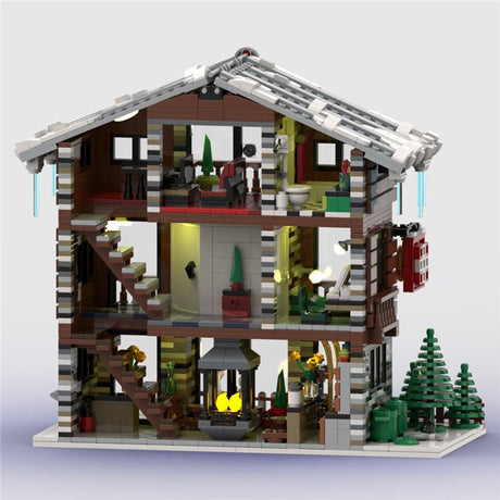 MOC - 91029 Winter Village Schweizer Restaurant und Hotel - LesDiy - Klemmbausteine