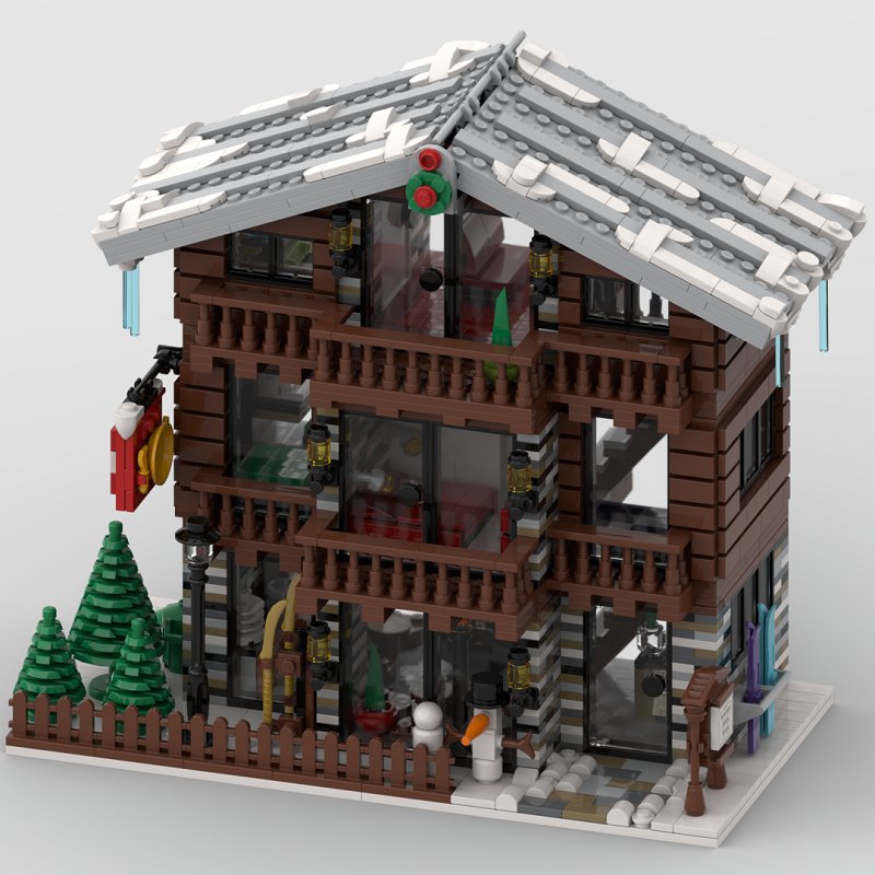 MOC - 91029 Winter Village Schweizer Restaurant und Hotel - LesDiy - Klemmbausteine
