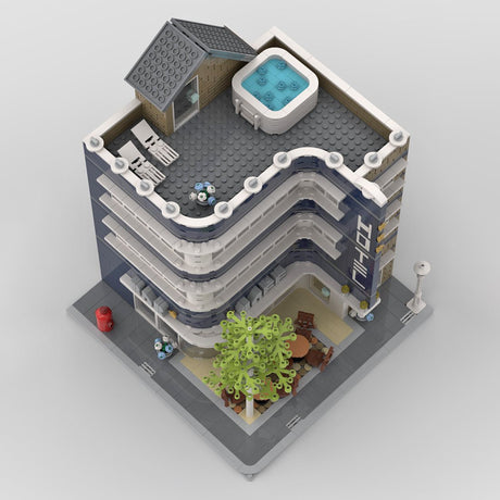 MOC - 93345 Modernes Eckhotel Klemmbausteine - LesDiy - Klemmbausteine