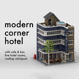 MOC - 93345 Modernes Eckhotel Klemmbausteine - LesDiy - Klemmbausteine