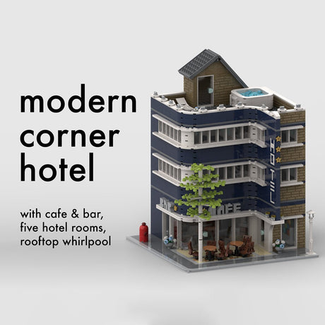 MOC - 93345 Modernes Eckhotel Klemmbausteine - LesDiy - Klemmbausteine